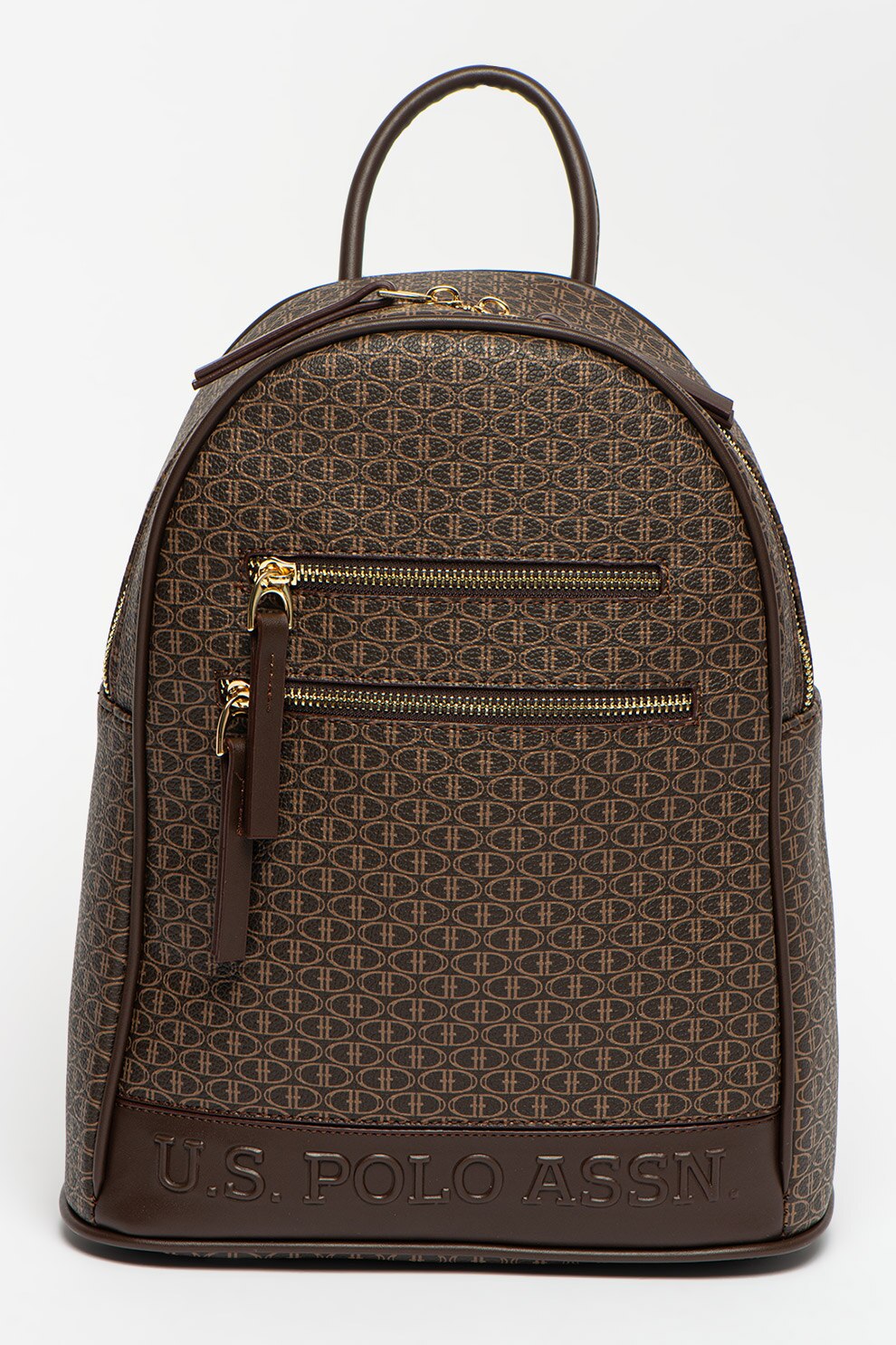 U.S. Polo Assn.,Rucsac de piele ecologica cu barete ajustabile, Maro inchis