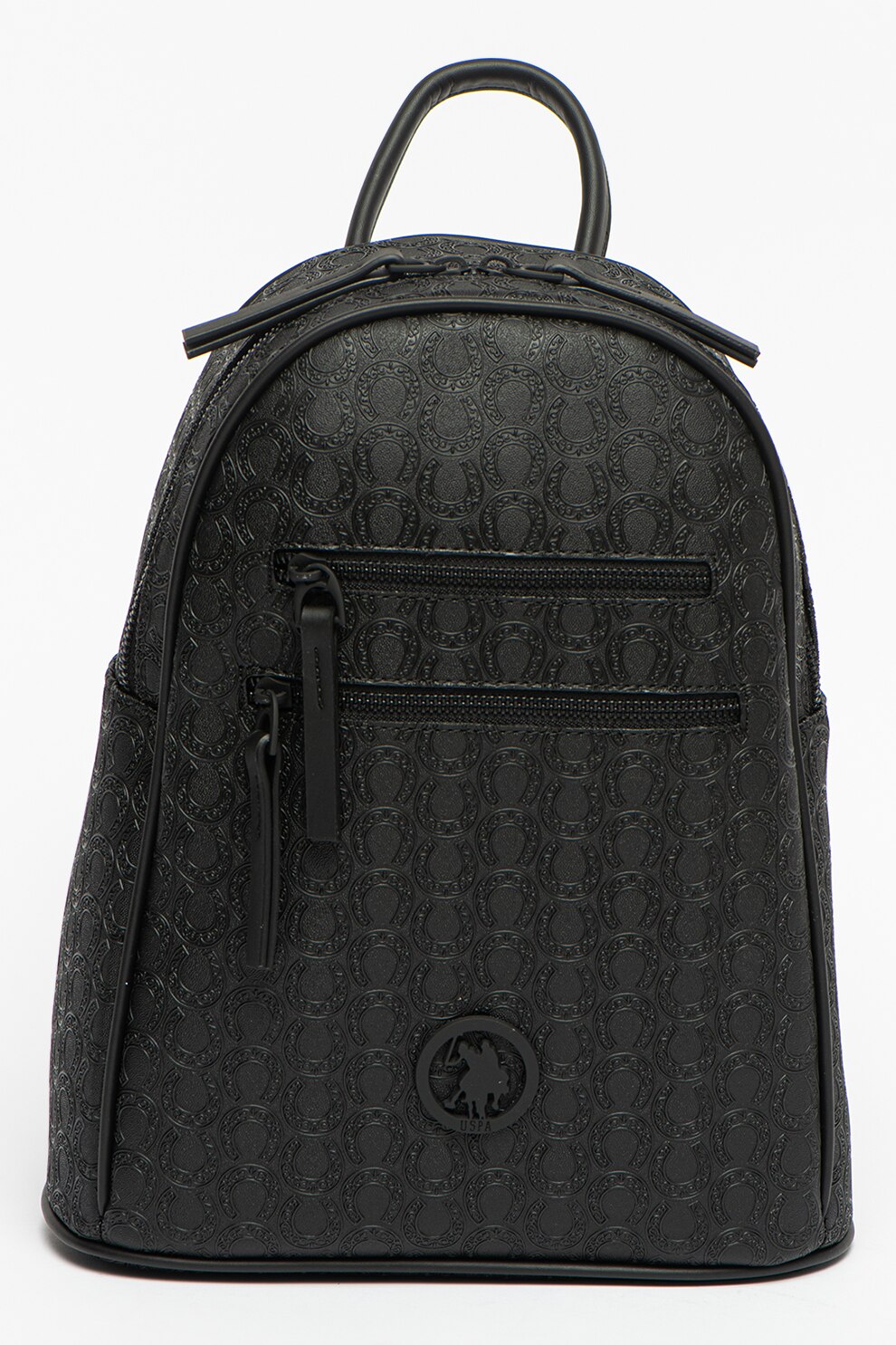 U.S. Polo Assn., Rucsac de piele ecologica cu model logo, Negru