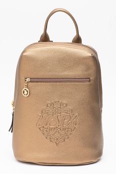 U.S. Polo Assn., Rucsac de piele ecologica cu logo in relief, Maro bronz U.S. Polo Assn., Rucsac de piele ecologica cu logo in relief, Maro bronz