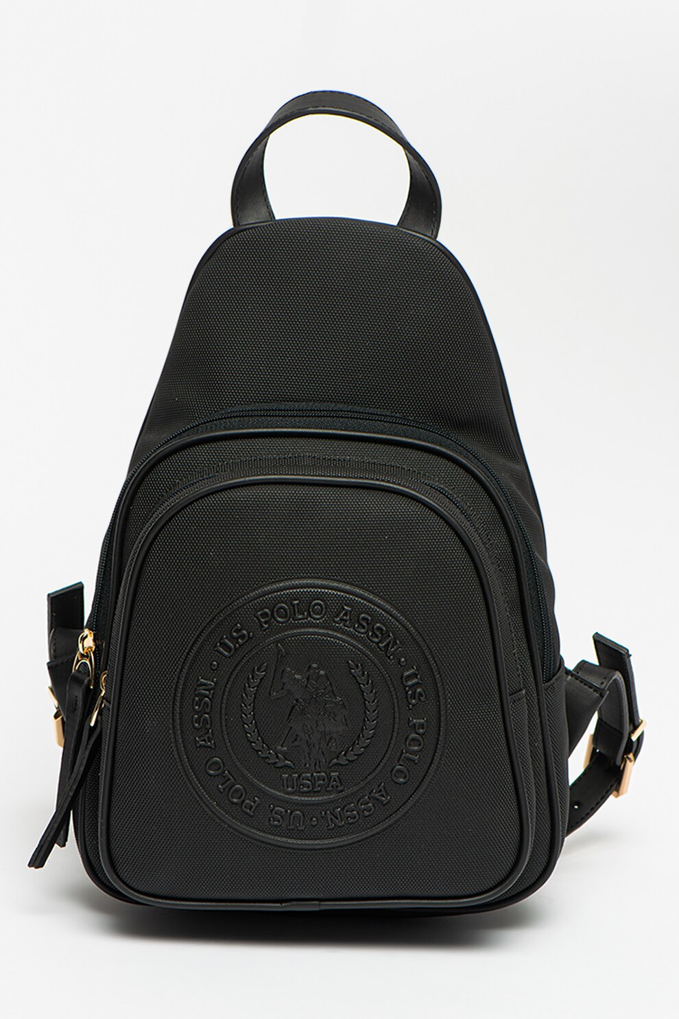 U.S. Polo Assn., Rucsac de piele ecologica cu barete convertibile, Negru