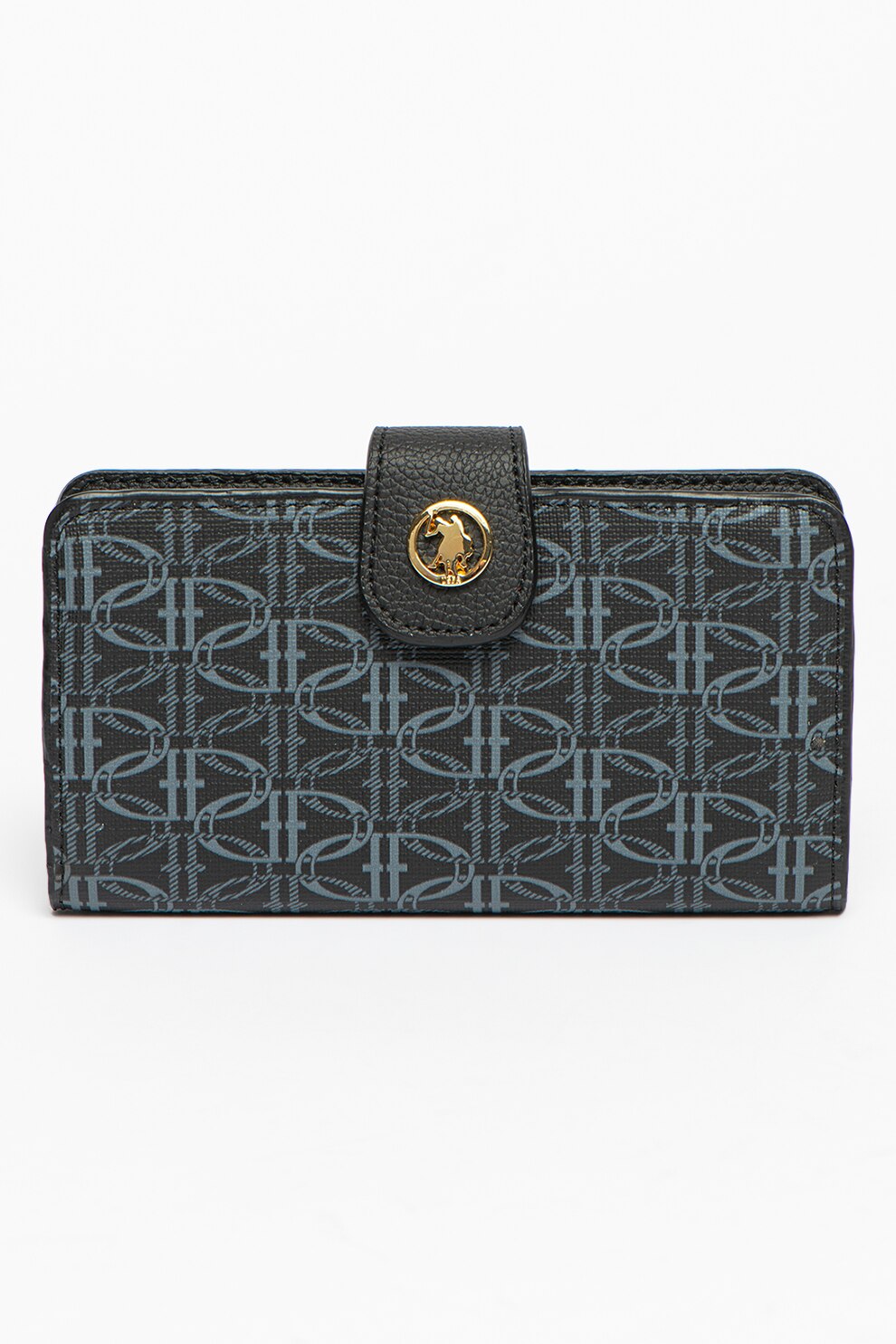 U.S. Polo Assn., Portofel cu model si compartiment pentru telefon, Negru