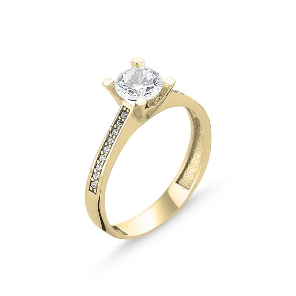 Inel argint Solitaire Heart, placat cu aur 15770
