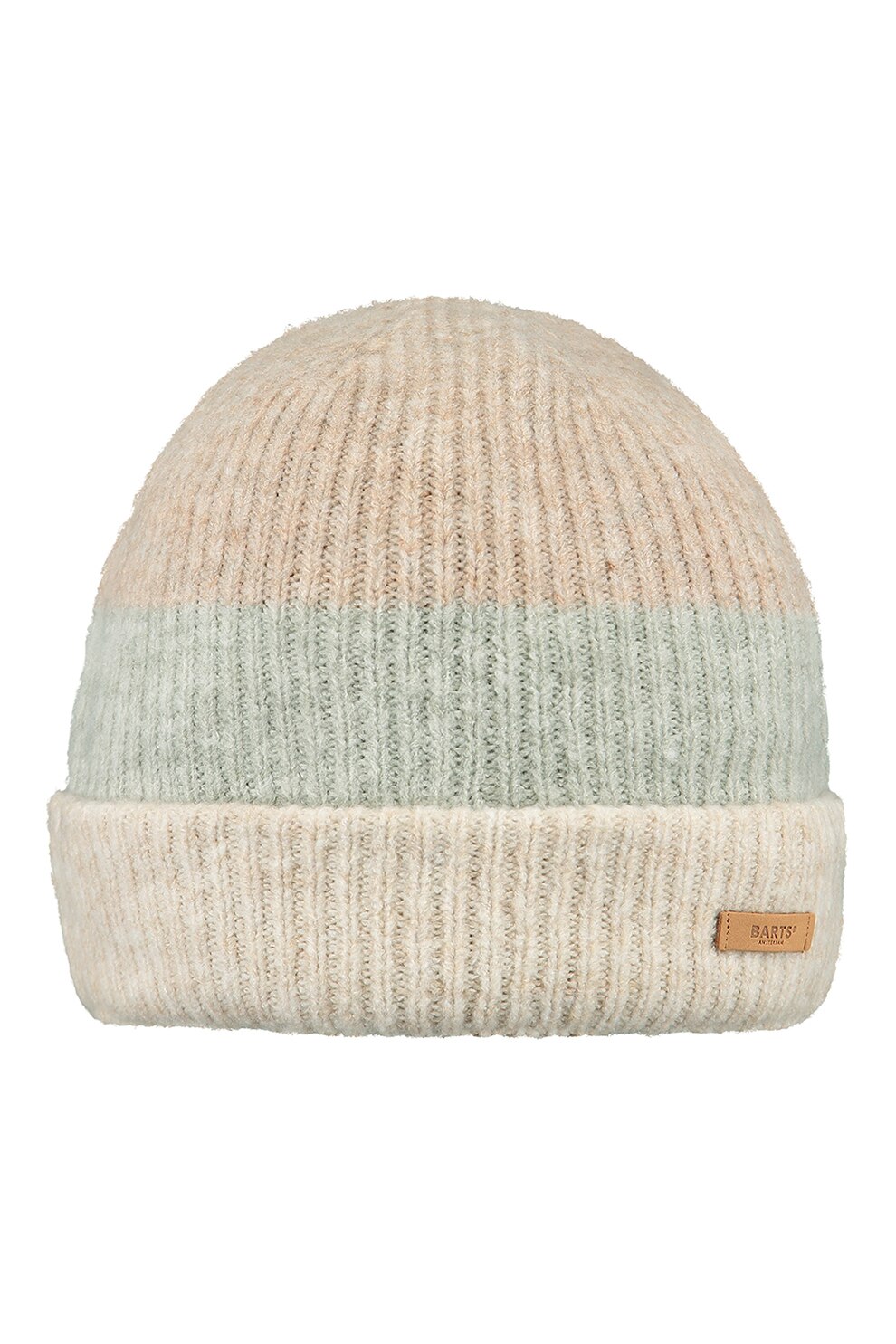 Barts, Caciula elastica cu model colorblock Suzam, maro nisip, verde pal