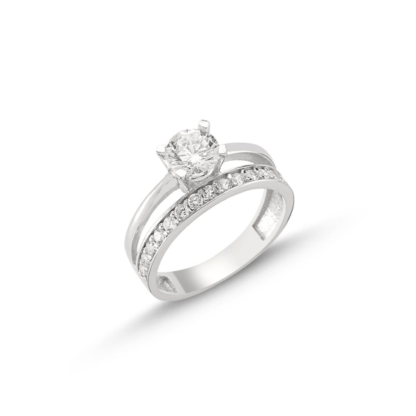 Inel argint 925 Eternity & Solitaire, cu un rand de zirconii mici si o piatra mare 15652