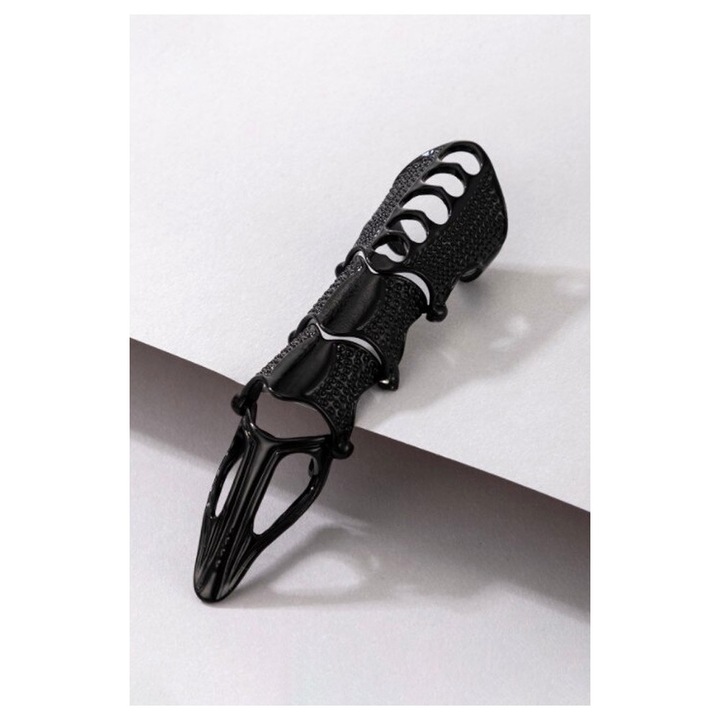 Inel tip gheara ascutita, pe toata lungimea degetului, flexibila, cu tepisori mici, ajustabila Negru