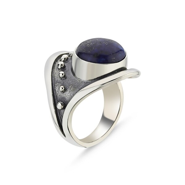 Inel argint lucrat manual, cu Lapis Lazuli, BeSpecial, ITU0295 17,7 mm (7,5 US)