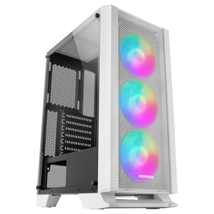 Sistem Desktop PC Gaming GRT White RGB FAN cu procesor AMD Ryzen 5 3600 4.2GHz, 16GB DDR4, 480GB SSD, GeForce® GTX 1650 4GB GDDR6