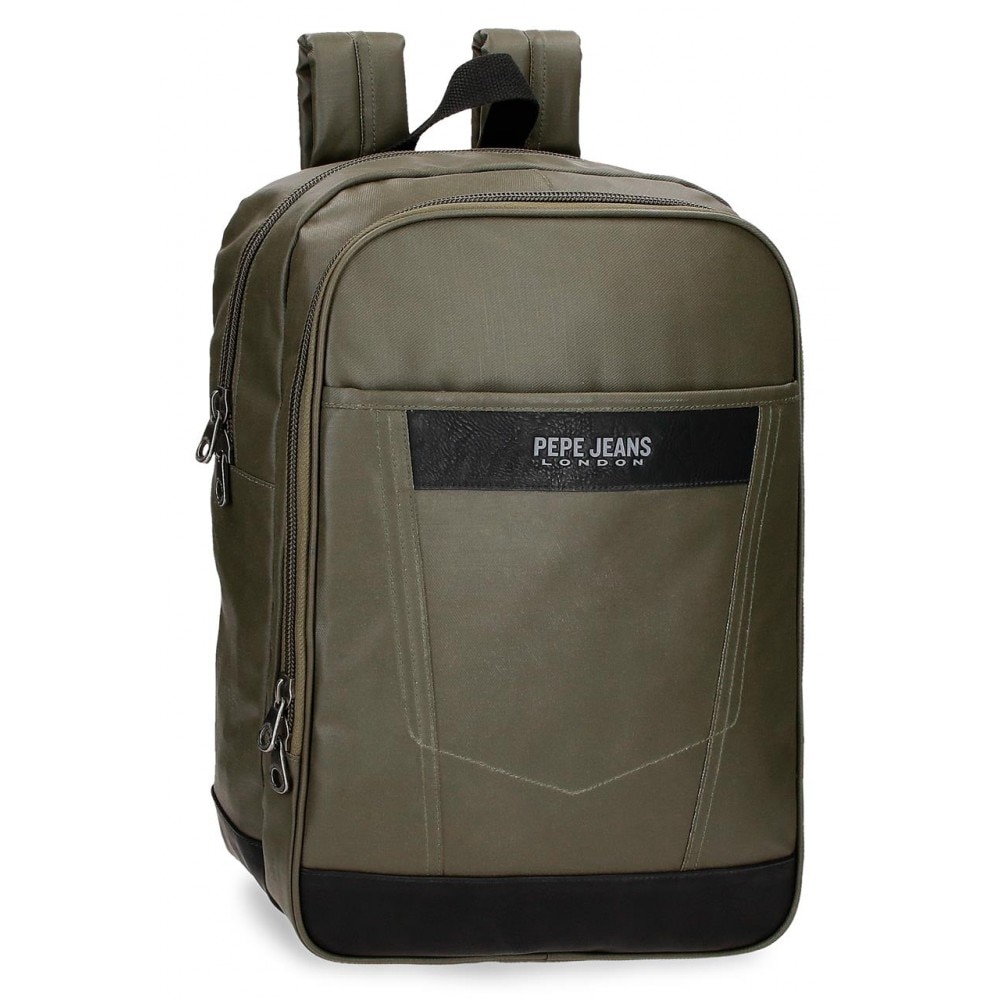 Rucsac casual, compartiment laptop/tableta, Pepe Jeans Paxton, kaki, 28x40x14 cm