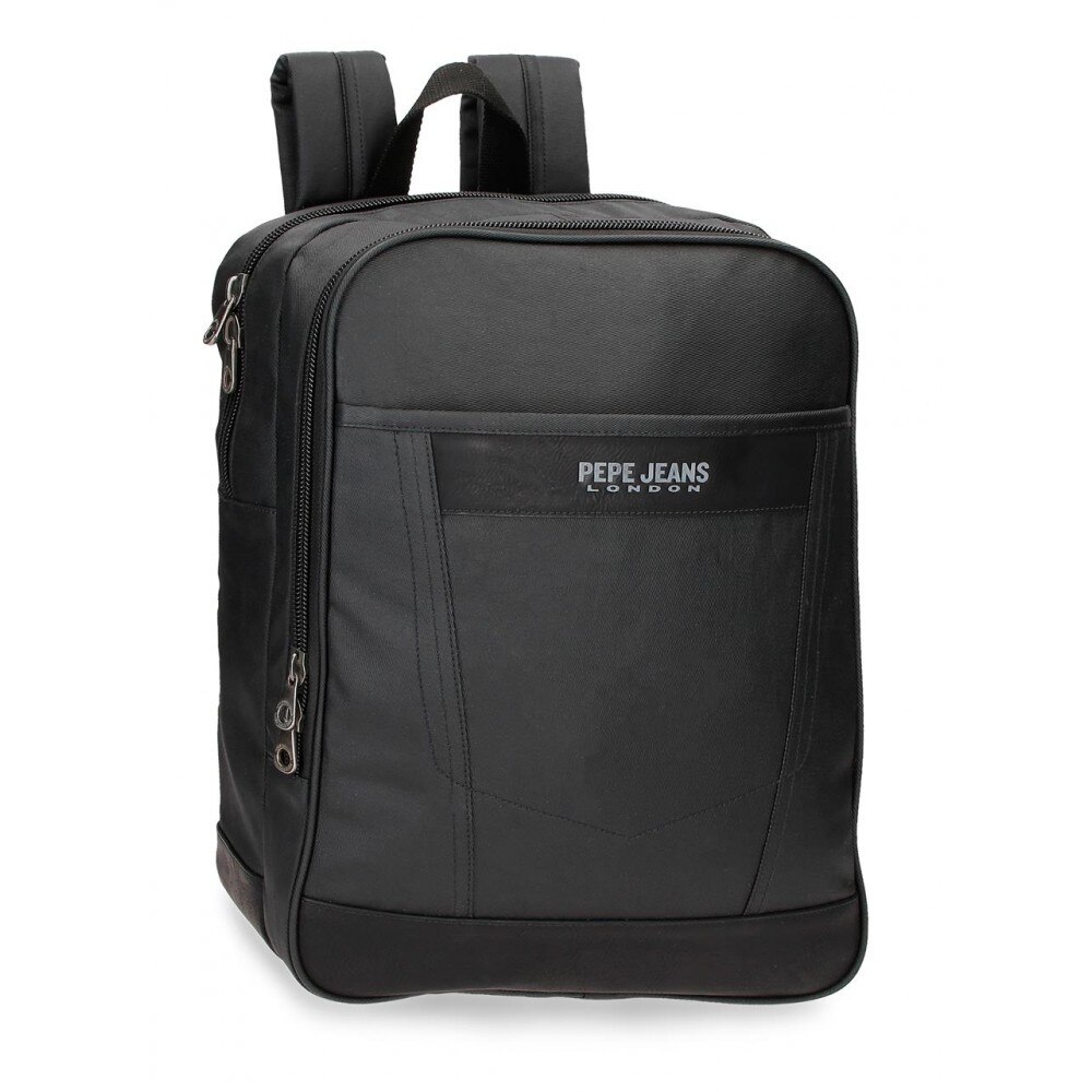 Rucsac casual, compartiment laptop/tableta, Pepe Jeans Paxton, negru, 28x40x14 cm
