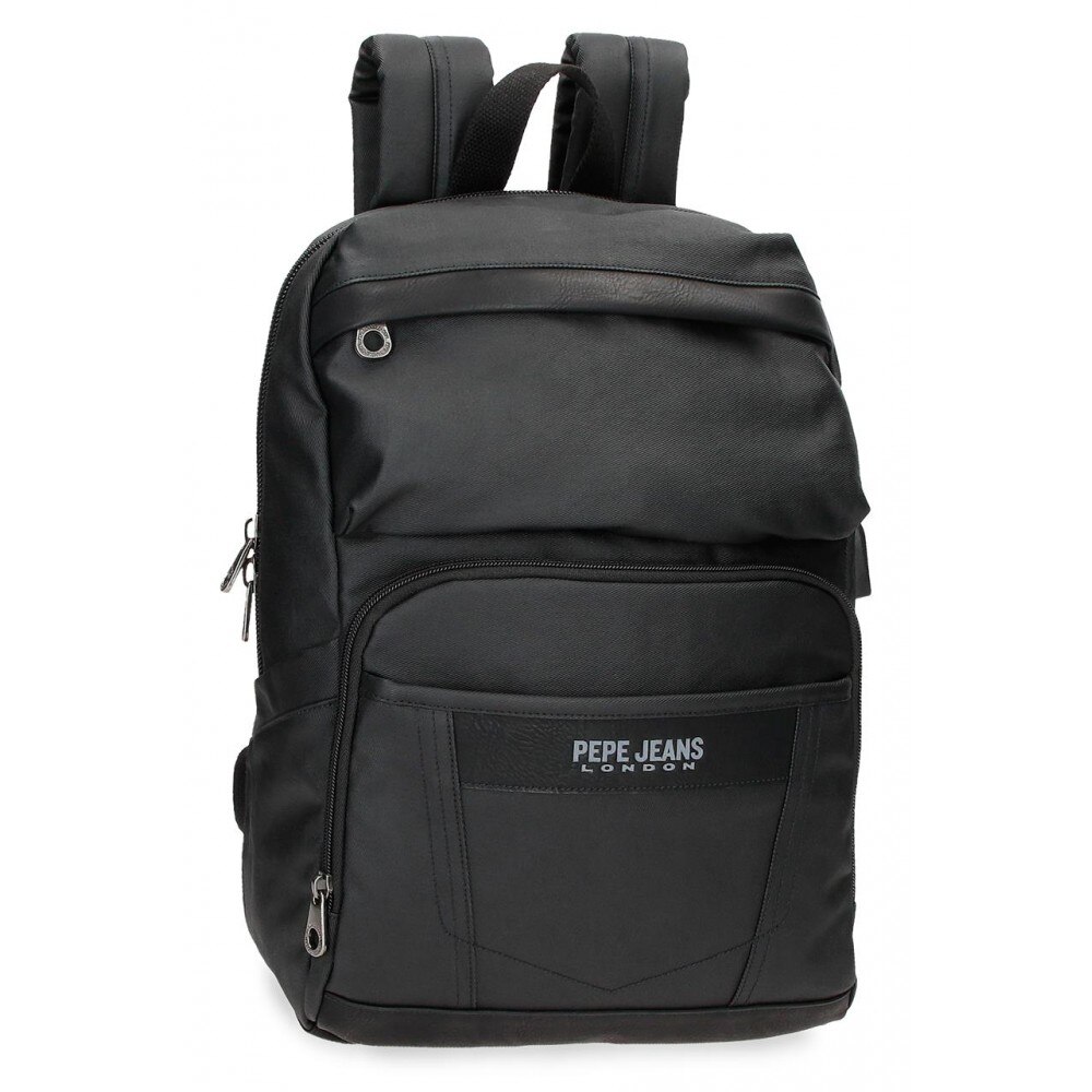 Rucsac casual, compartiment laptop/tableta, Pepe Jeans Paxton, negru, 25x36x10 cm