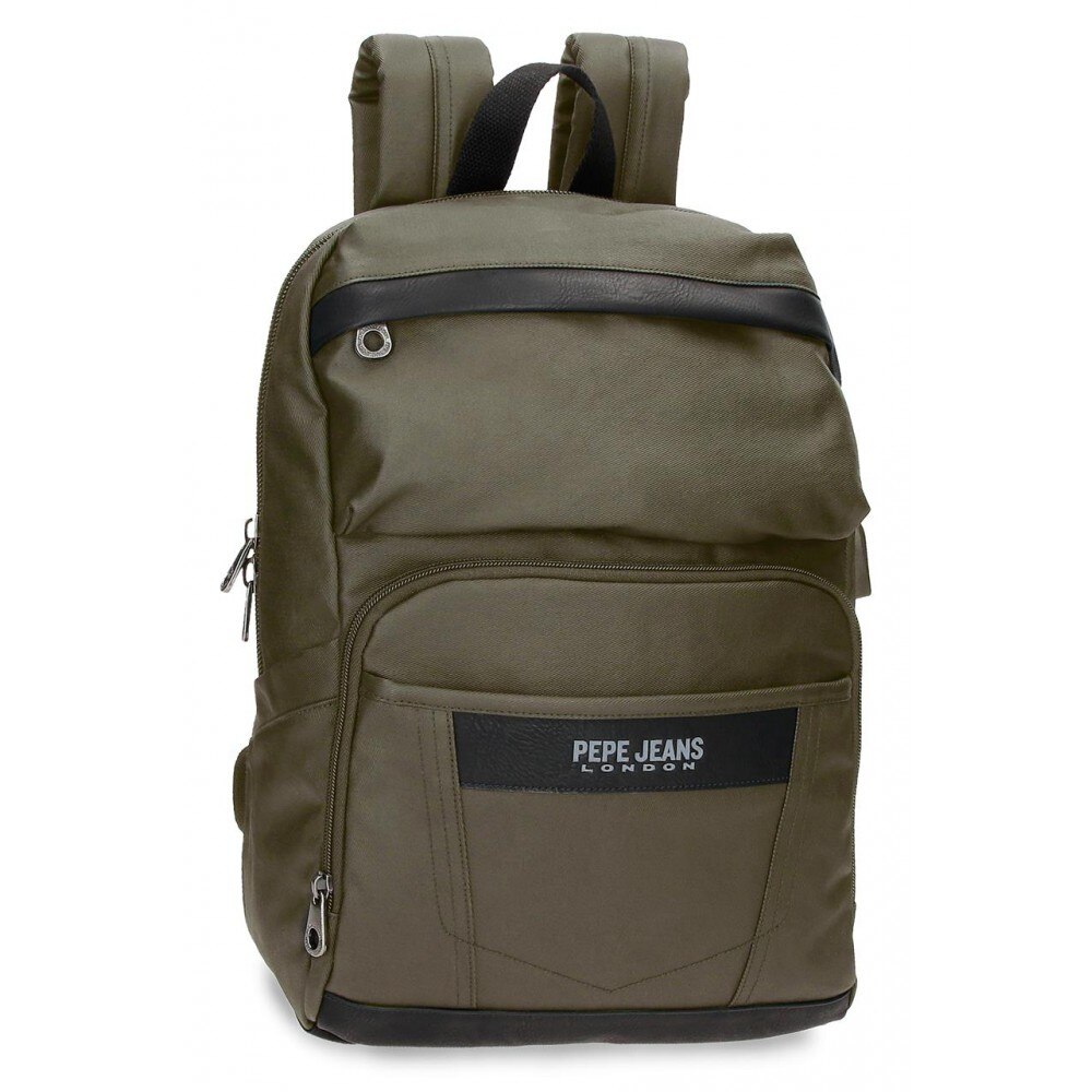 Rucsac casual, compartiment laptop/tableta, Pepe Jeans Paxton, kaki, 25x36x10 cm