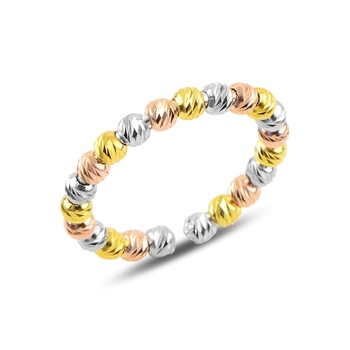 Inel argint reglabil cu margele taiate tip diamant, placat cu rodiu 15609 Inel argint reglabil cu margele taiate tip diamant, placat cu rodiu 15609