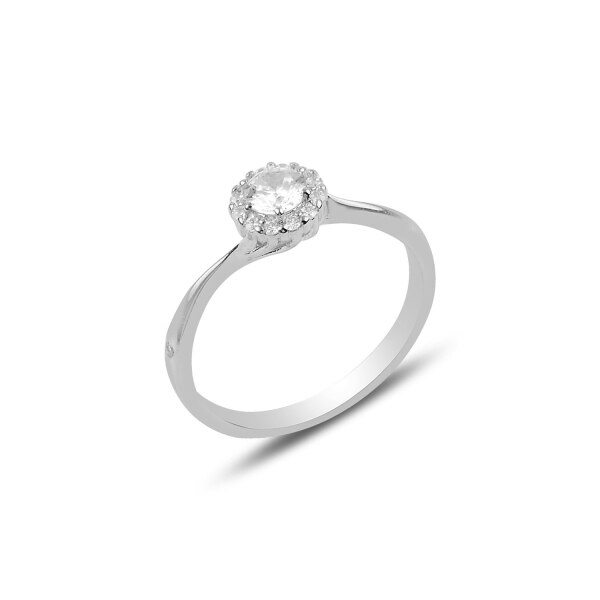 Inel argint Solitaire cu zirconiu, placat cu rodiu 15738