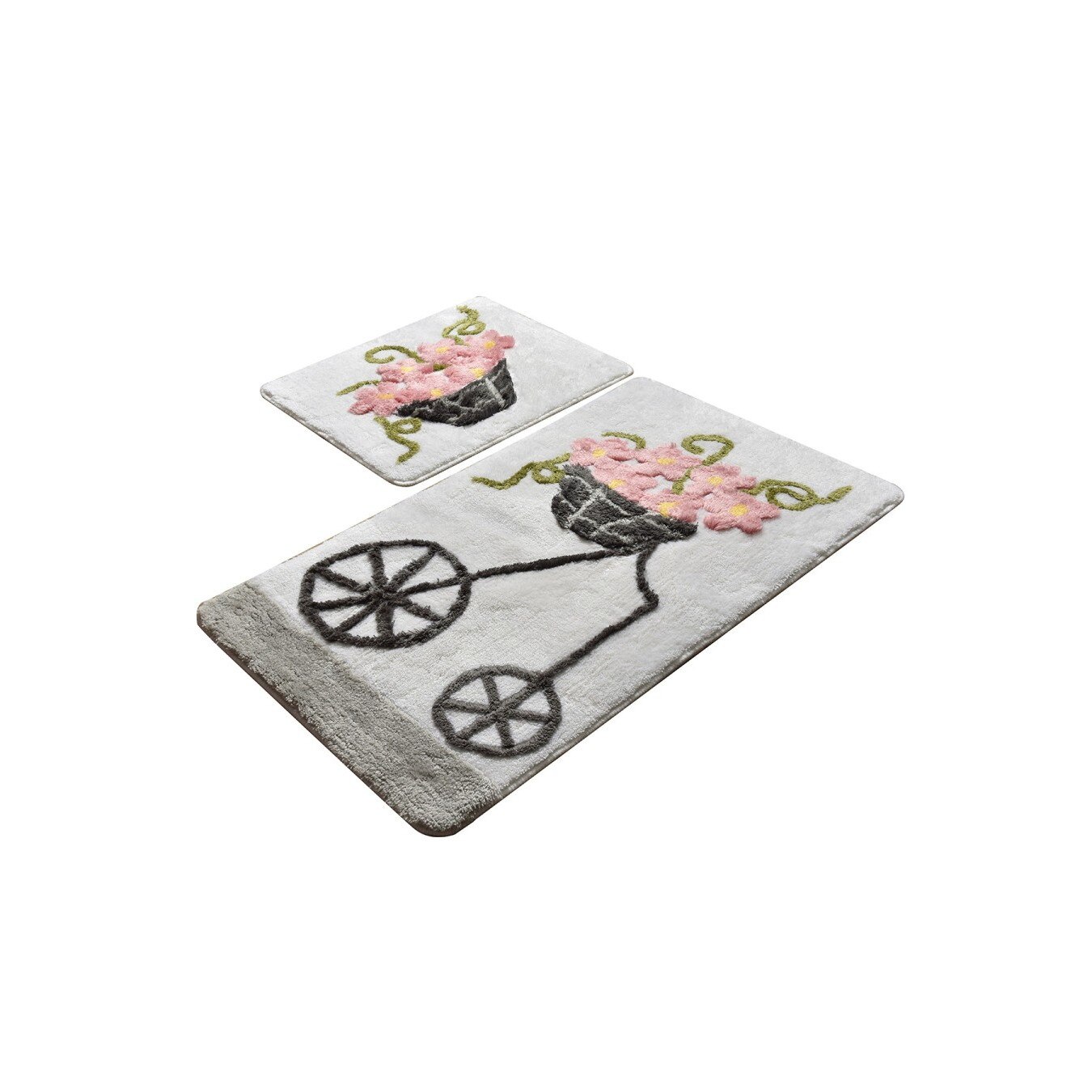 Set 2 covorase baie, acril, 60x100cm, 50x60 cm, Allesia Home, Alacati - Pink