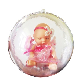 Glob de Craciun cu Figurina 10 cm Bebe Adormit Fetita cu Bentita si Ursulet Glob de Craciun cu Figurina 10 cm Bebe Adormit Fetita cu Bentita si Ursulet