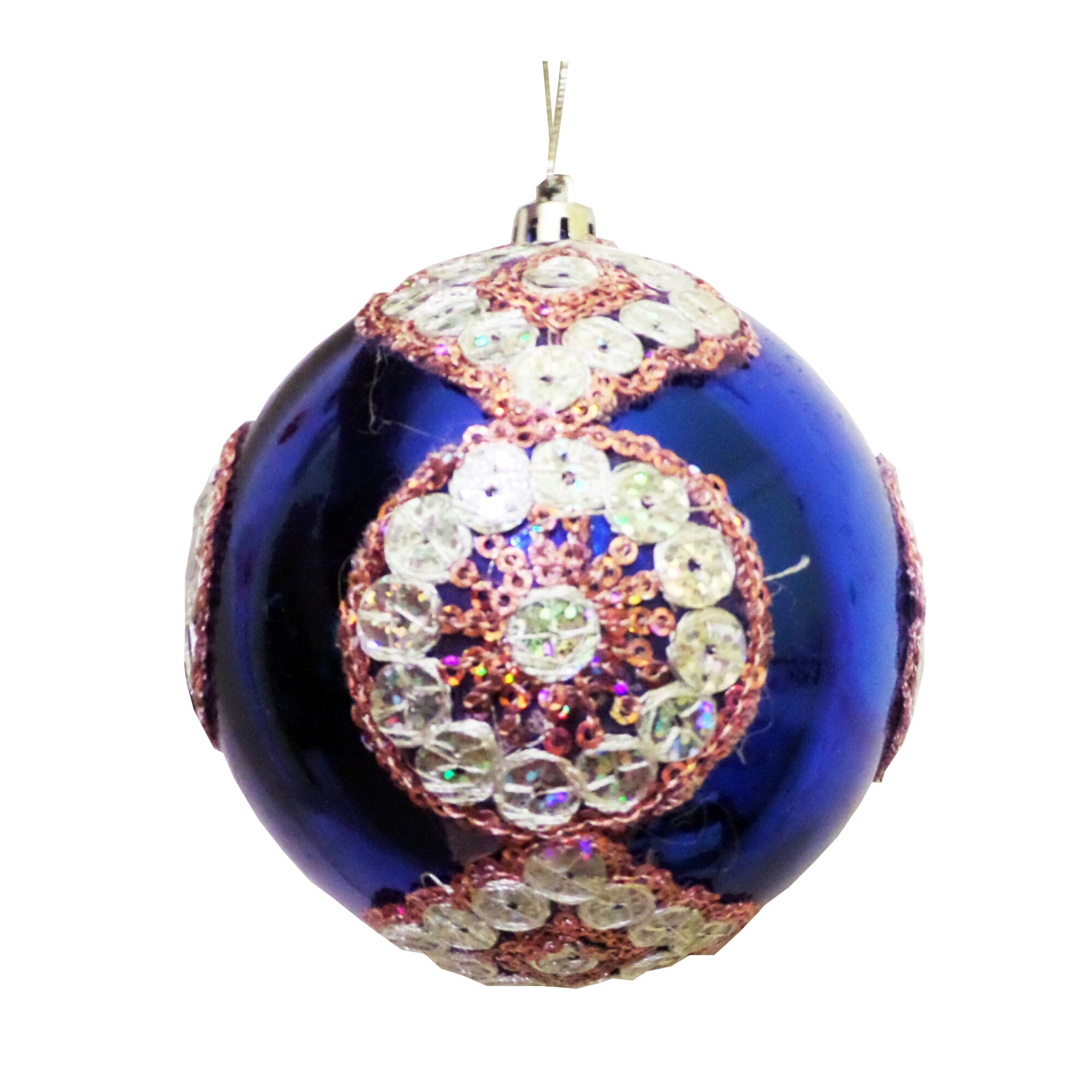 Glob de Craciun Albastru-Roz de 10 cm Paiete Ornament Brad