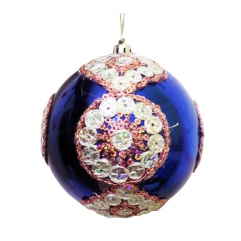 Glob de Craciun Albastru-Roz de 10 cm Paiete Ornament Brad Glob de Craciun Albastru-Roz de 10 cm Paiete Ornament Brad