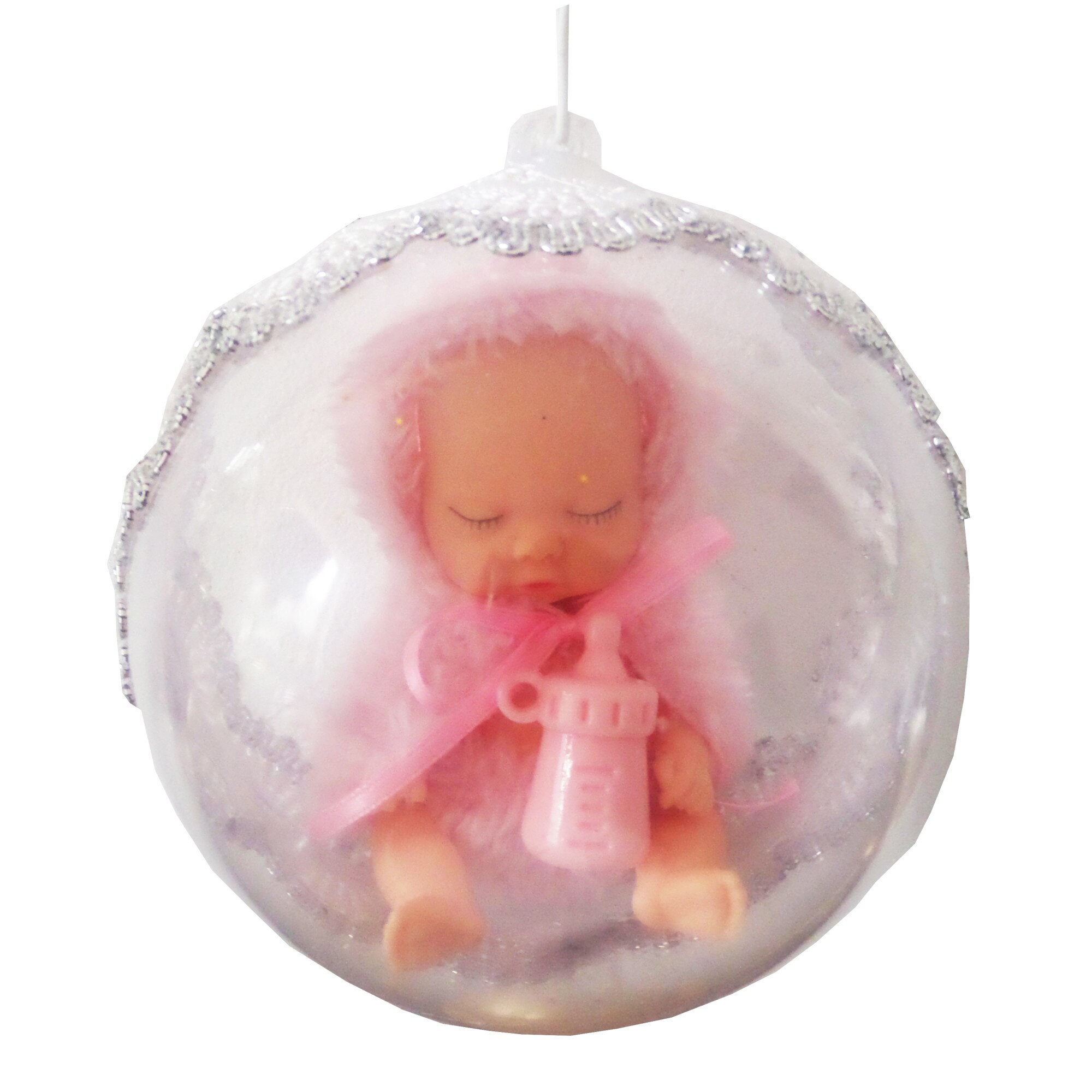 Glob de Craciun cu Figurina 10 cm Bebe Adormit Fetita cu Capelina