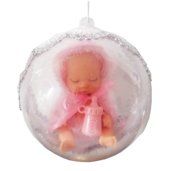 Glob de Craciun cu Figurina 10 cm Bebe Adormit Fetita cu Capelina Glob de Craciun cu Figurina 10 cm Bebe Adormit Fetita cu Capelina
