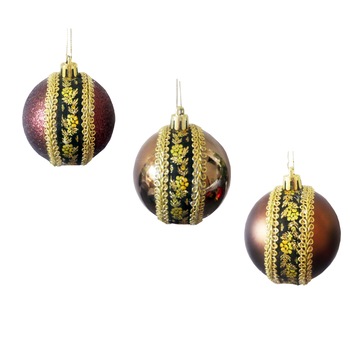 Set 3 Globuri Maro Craciun 8 mm Motive Taranesti Broderie Trandafiri Aurii Set 3 Globuri Maro Craciun 8 mm Motive Taranesti Broderie Trandafiri Aurii