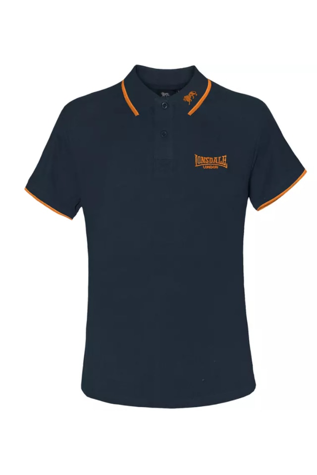 Tricou Barbati Polo Lonsdale cu inscriptie logo, Albastru/Portocaliu, L