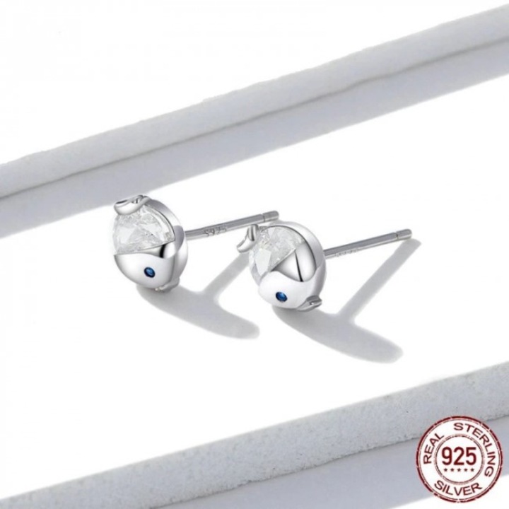 Galas Crystal Kissing Fish fülbevaló, 925 ezüst