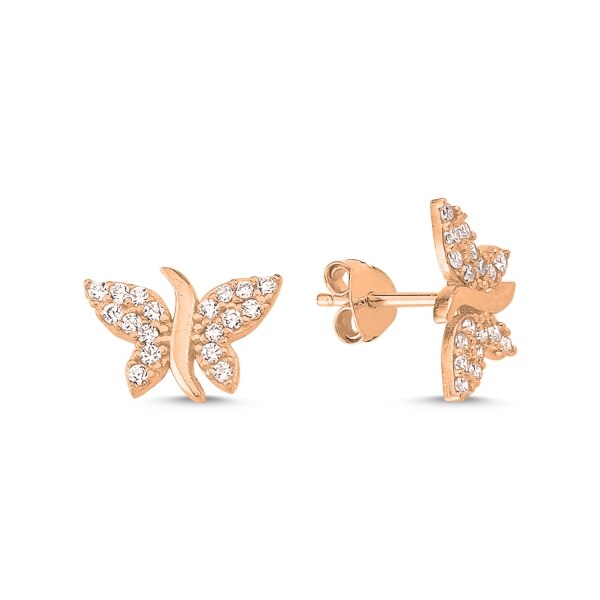 Cercei argint fluture, placati cu aur roz, BeSpecial, ETU0235