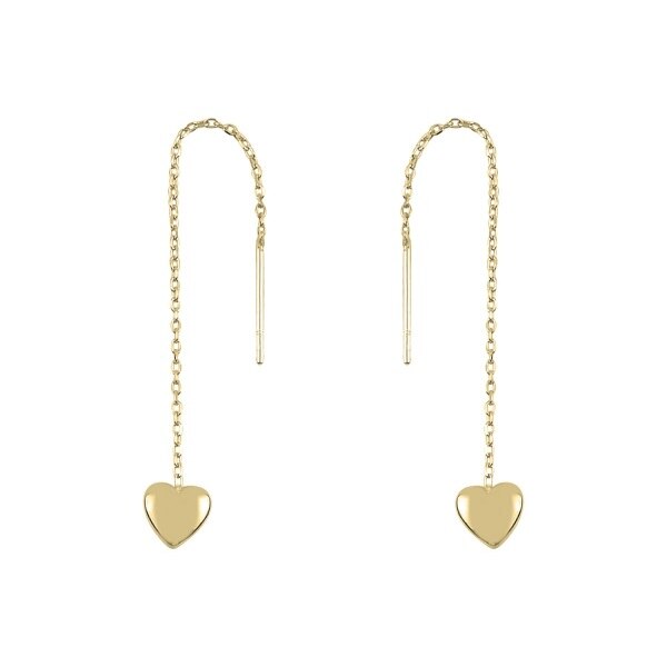 Cercei argint lungi cu inimioara, placati cu aur, BeSpecial, ETU0282