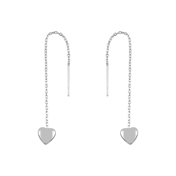 Cercei argint lungi cu inimioara si zirconii, placati cu rodiu, BeSpecial, ETU0283