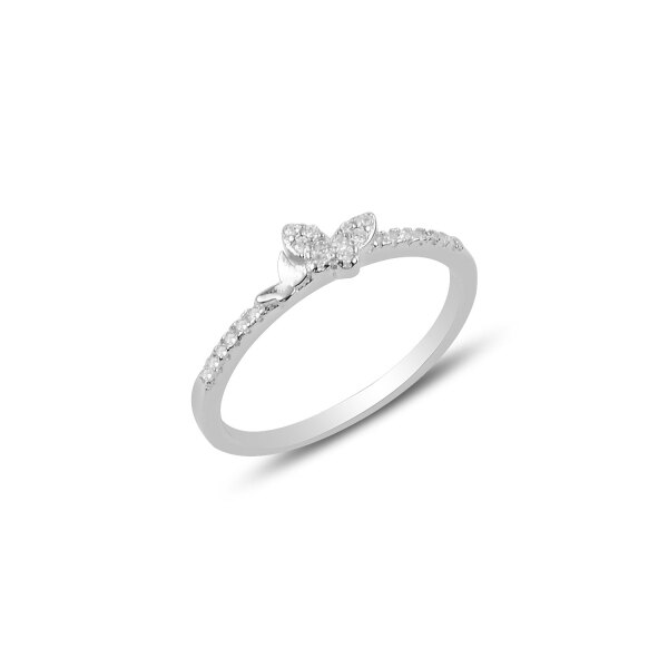 Inel argint Buterfly cu zirconii, placat cu rodiu 15740