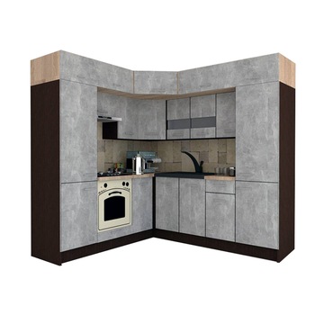 Set Bucatarie de Colt Genarom BIG GENA NEW DR. 210-230 x 225,5 x 60 cm, Cu Corp de Cuptor, Wenge / Decor 4298 Set Bucatarie de Colt Genarom BIG GENA NEW DR. 210-230 x 225,5 x 60 cm, Cu Corp de Cuptor, Wenge / Decor 4298