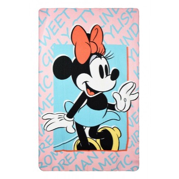 Patura Polar Minnie Mouse V2 , 100 x 150 cm, Roz Patura Polar Minnie Mouse V2 , 100 x 150 cm, Roz