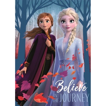 Patura Polar Frozen Anna & Elsa Belive In The Journey , 100 x 140 cm, Albastru Patura Polar Frozen Anna & Elsa Belive In The Journey , 100 x 140 cm, Albastru