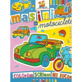Masini si motociclete. Carte de colorat Masini si motociclete. Carte de colorat