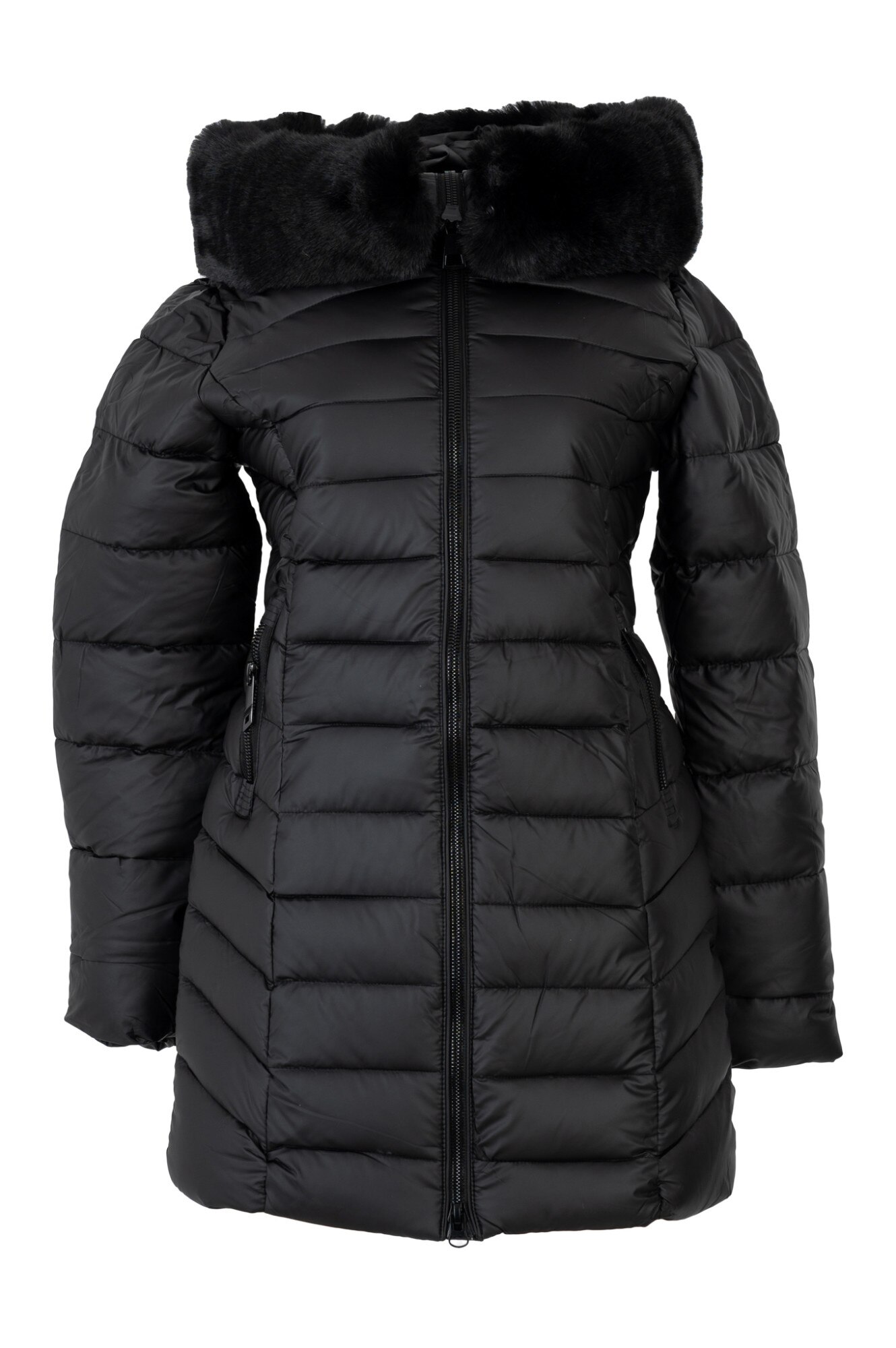 Geaca lunga cu gluga 2176, Negru