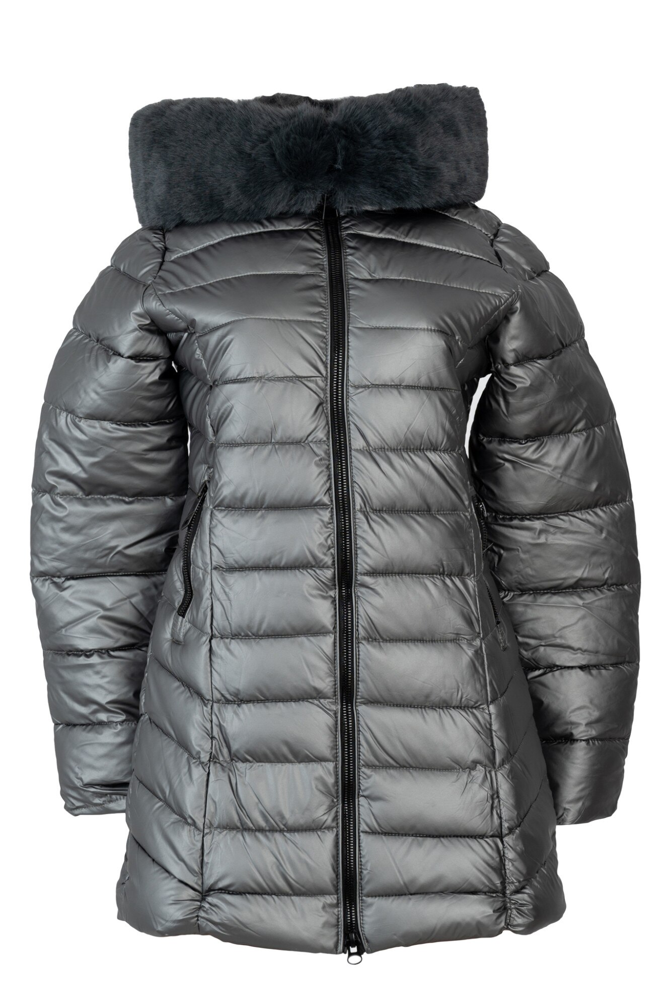 Geaca lunga cu gluga 2176, Gri