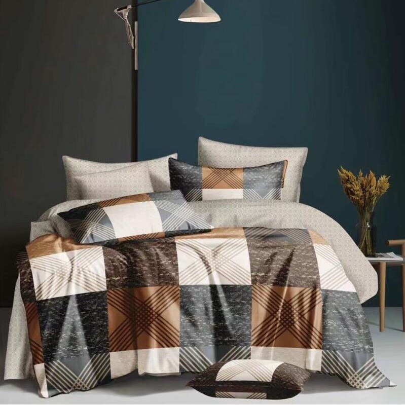 Set lenjerie Pach pentru pat dublu, 4 piese, cearsaf 230x250, 2 fete perna si pilota, 100% bumbac