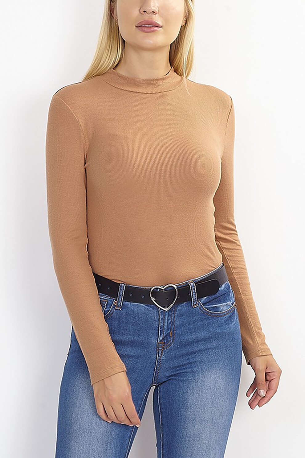 BRAVE SOUL, Bluza tip body cu aspect striat Zella, Maro camel