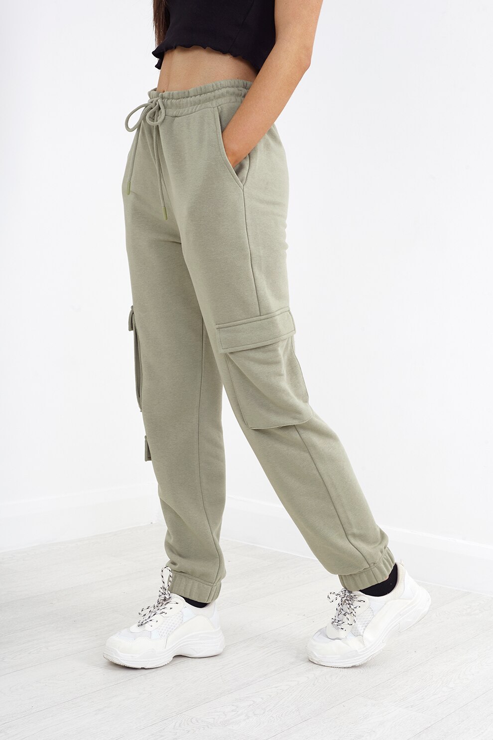 BRAVE SOUL, Pantaloni sport cu snur Combat, Verde feriga, M