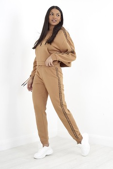 BRAVE SOUL, Pantaloni sport cu benzi laterale contrastante, Maro camel BRAVE SOUL, Pantaloni sport cu benzi laterale contrastante, Maro camel