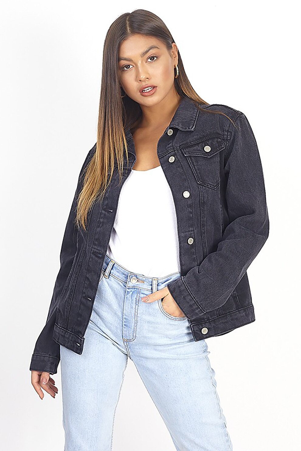 BRAVE SOUL, Jacheta lejera din denim, Negru stins