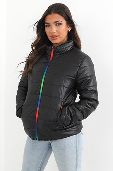 BRAVE SOUL, Geaca cu aspect matlasat si detalii contrastante, Negru BRAVE SOUL, Geaca cu aspect matlasat si detalii contrastante, Negru