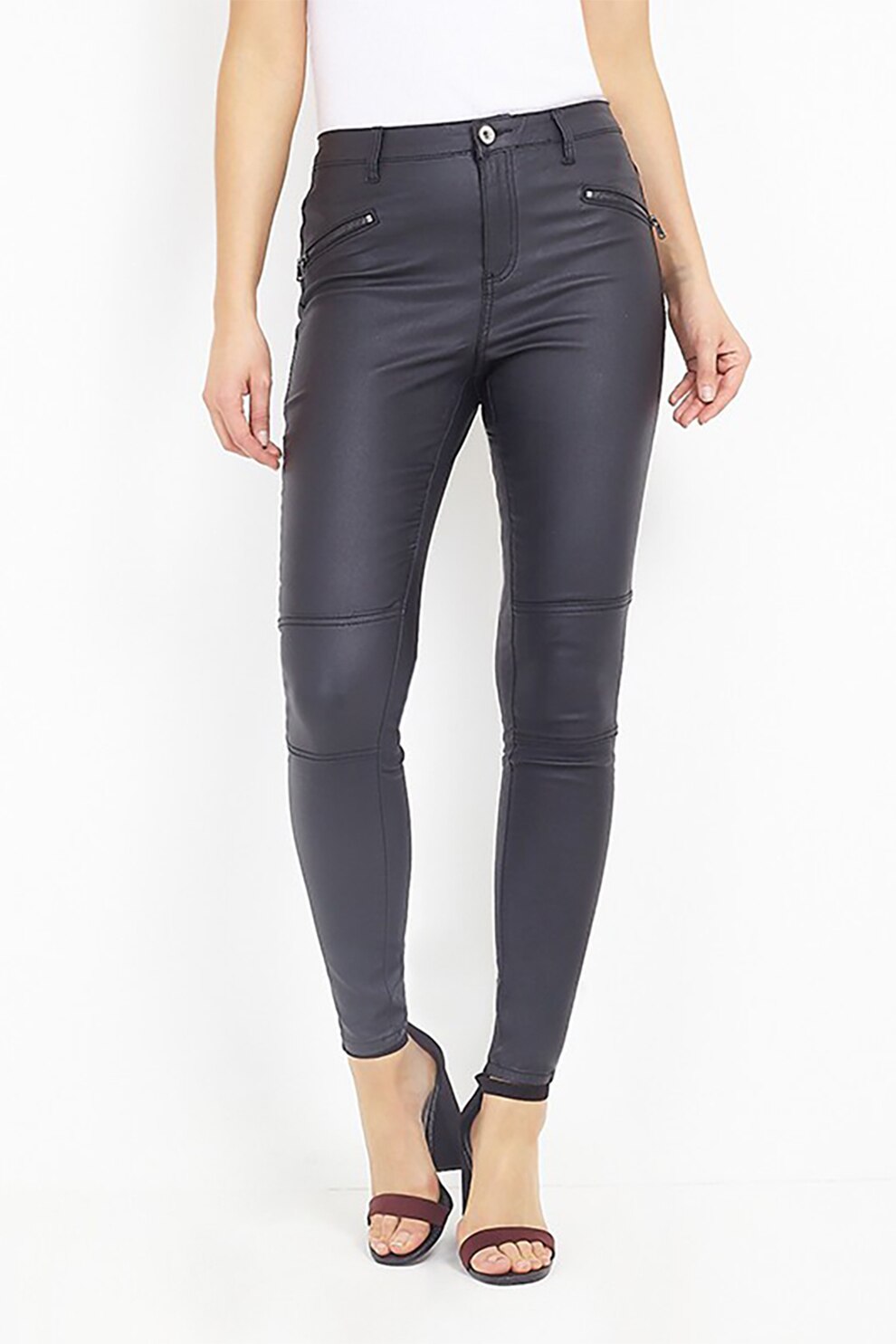 BRAVE SOUL, Blugi skinny cu aspect peliculizat Biker, Negru, S