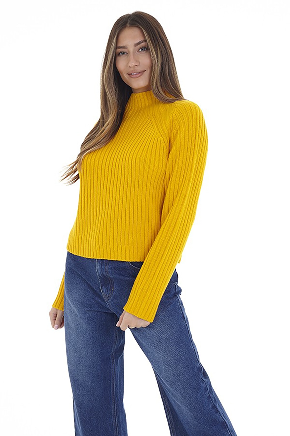 BRAVE SOUL, Pulover crop cu aspect striat Bertie, Ocru