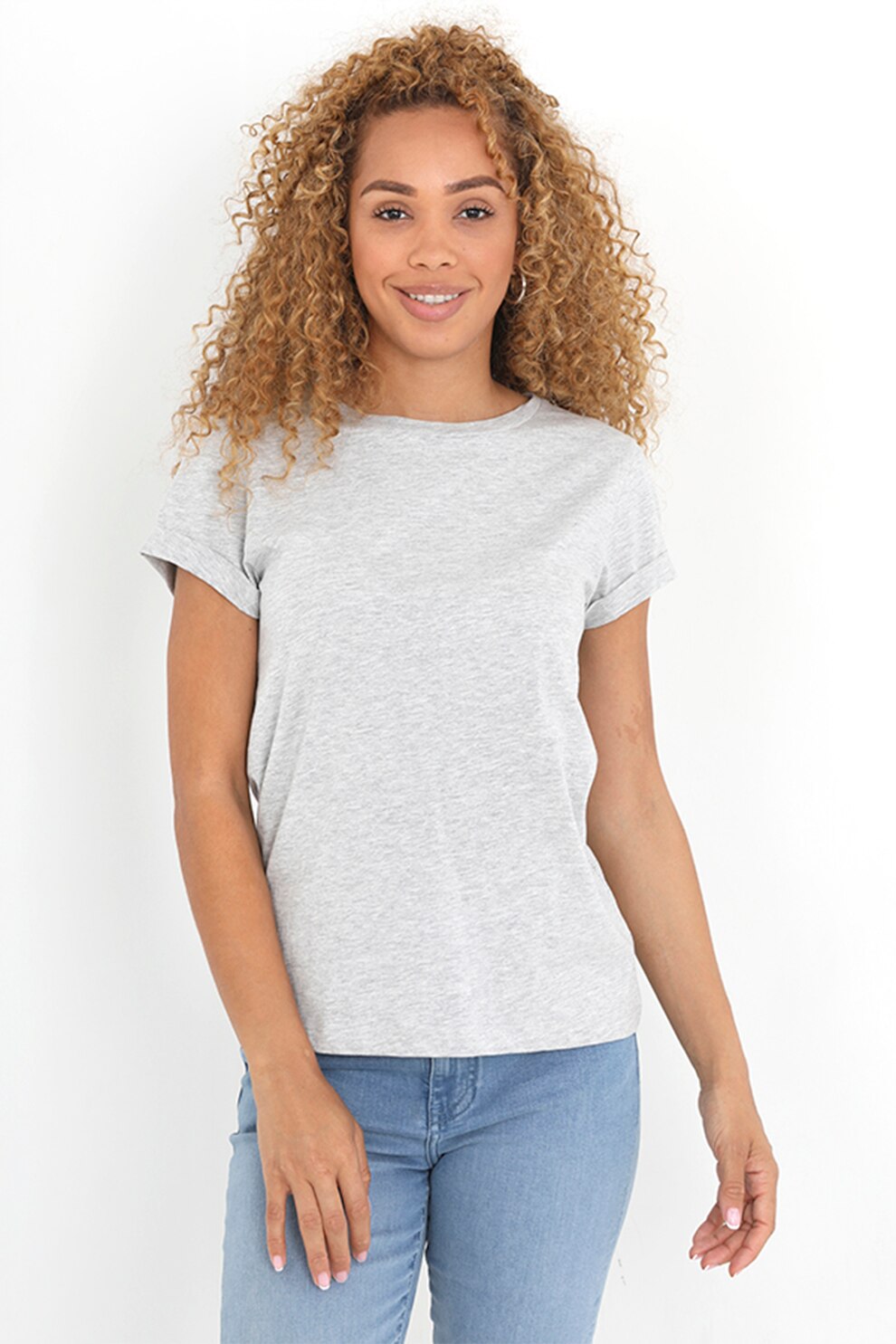 BRAVE SOUL, Tricou de bumbac Eleanor, Gri melange