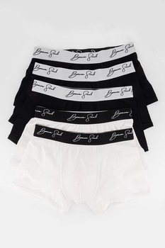 BRAVE SOUL, Set de boxeri cu banda logo in talie Signature - 5 perechi, Negru/Alb, S BRAVE SOUL, Set de boxeri cu banda logo in talie Signature - 5 perechi, Negru/Alb, S
