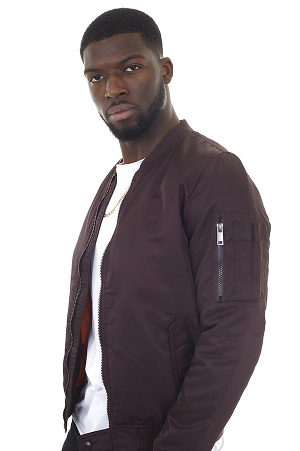 BRAVE SOUL, Jacheta bomber cu buzunare cu clapa, Maro inchis