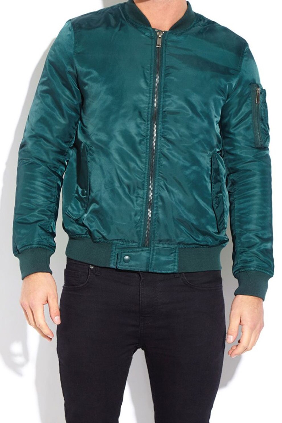 BRAVE SOUL, Jacheta bomber cu buzunare cu clapa, Albastru petrol