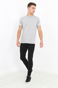 BRAVE SOUL, Blugi skinny cu segmente striate Biker, Gri antracit BRAVE SOUL, Blugi skinny cu segmente striate Biker, Gri antracit