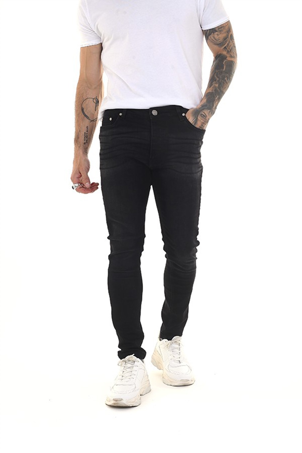 BRAVE SOUL, Blugi skinny fit cu detalii cu aspect decolorat Madison, Gri inchis